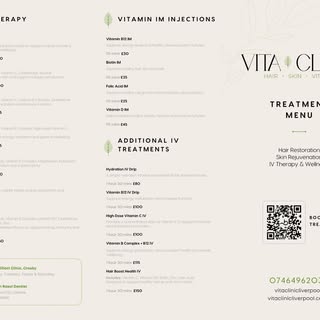 NEW TREATMENTS AND PRICE LIST 

Click link in bio to book via booking system 
📧 vitaclinic01@outloo