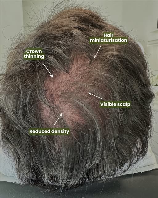 The goal? Less scalp showing, more hair growing. 

When it comes to thinning at the crown, even smal