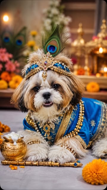 🐾💙 Nanha sa Kanha aapke ghar khushiyan, pyaar aur makhan bhar de! 🦚✨ Happy Janmashtami! 🥰🐶💙

J