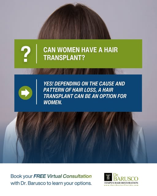 Can women have a #HairTransplant? Yes! Depending on the cause and pattern of #HairLoss, a hair trans