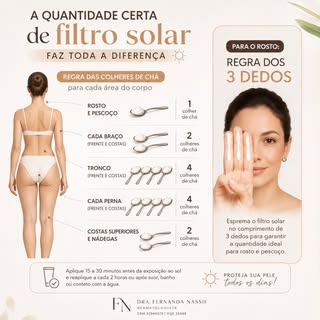 ☀️ **Filtro solar: a quantidade importa — e muito!**

Não basta usar filtro solar todos os dias: é f