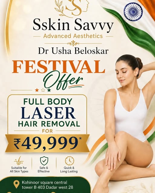 ✨ FESTIVAL OFFER at Sskin Savvy ✨

Celebrate the festive season with smoother, hair-free skin with P