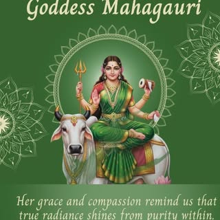 🦚 Day 8 (Sept 29) – Peacock Green Grace with Goddess Mahagauri 🦚

🌸 The goddess of beauty, compas