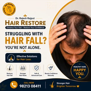 Struggling with Hair Fall? 💔
You're not alone.

Dr. Rajesh Rajput - HAIR RESTORE CLINIC, VAPI
bring