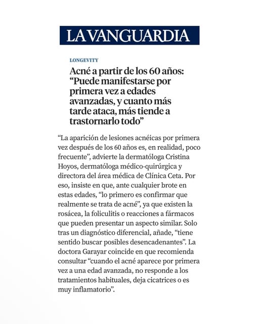 Acné a partir de los 60. Gracias @lavanguardia y @pakadiaz por recoger estas declaraciones.
