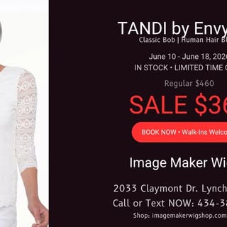 ✨ Wig of the Week Special! ✨

Meet Tandi by EnvyHair — a timeless classic bob crafted with a beautif