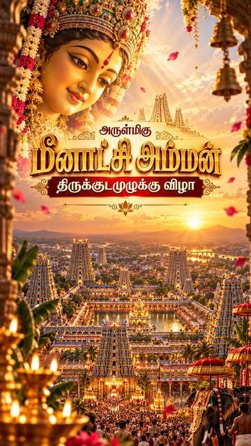 🙏✨ **மதுரையின் பெருமை… அன்னை மீனாட்சியின் அருள்!** 🌺🪔

அருள்மிகு **மீனாட்சி அம்மன் திருக்குடமுழுக