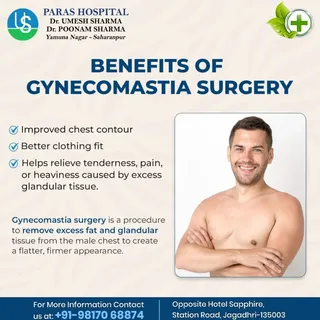 BENEFITS OF GYNECOMASTIA SURGERY

Gynecomastia surgery helps improve the overall shape of the male c