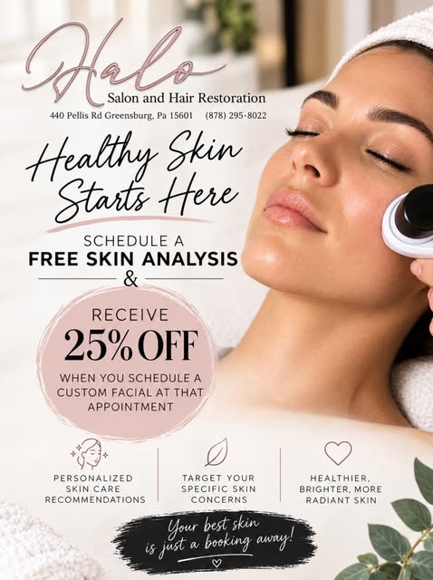 Book your ✨FREE✨ Skin Analysis now and receive 25% off your first custom facial!! Book online at www