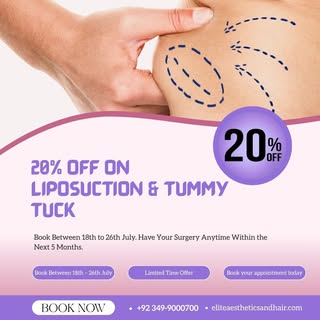 Restore a firmer, flatter abdomen with Tummy Tuck and Liposuction Surgery.

Book between 18th and 26