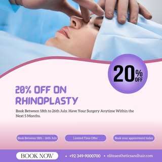Dreaming of a more balanced and refined nose?

Book your Rhinoplasty (Nose Reshaping Surgery) betwee