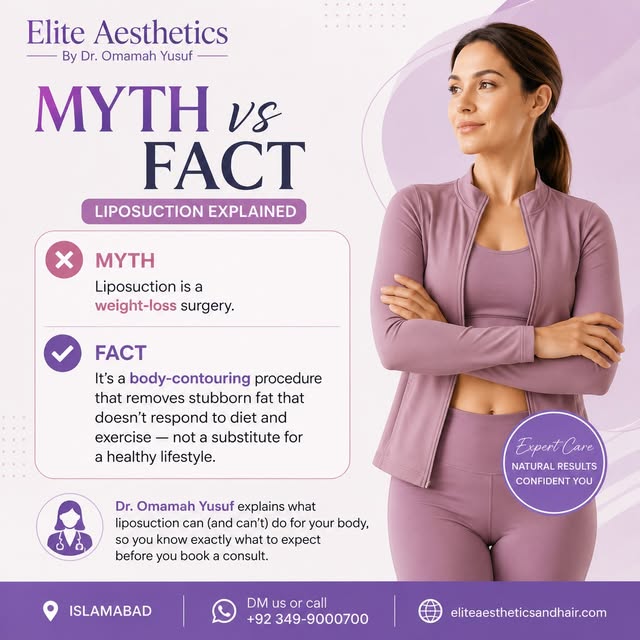 Myth: Liposuction is a weight-loss surgery. Fact: It's a body-contouring procedure that removes stub