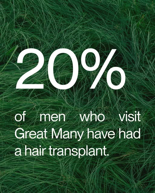 Transplant day is just step one.⁠
⁠
20% of our male clients at Great Many come to us with a transpla