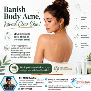 Body acne, affecting the back, chest, and shoulders, can result from clogged pores, excess oil, swea