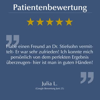 Ich bedanke mich bei Frau Julia F. für die Empfehlung.

#haartransplantation #hairtransplant