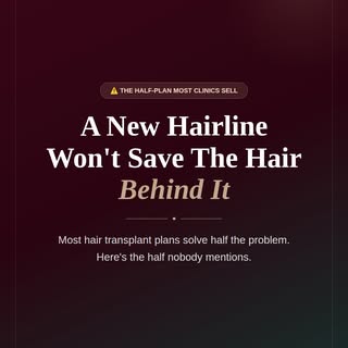 Most hair transplant plans solve half the problem.

Grafts get moved from the back to the front. But