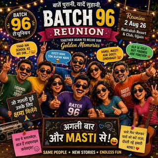 1996 Batch – KMSS  Reunion ❤️

कुछ रिश्ते वक्त के साथ पुराने नहीं होते,
बल्कि यादों के साथ और भी खूब
