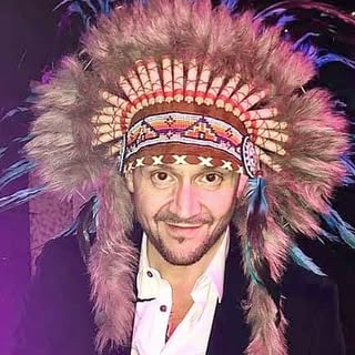 So happy..wearing jamiroqui's head gear from circa 1990's.. ambition made..lol..