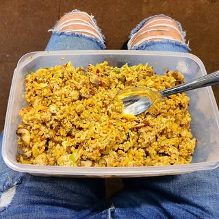 Boring food post...lol 
This is what I eat every day all day lol all cooked together (dont knock it 