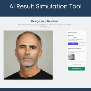 Our AI Result Simulation Tool shows your future hairline instantly – before you even book a procedur