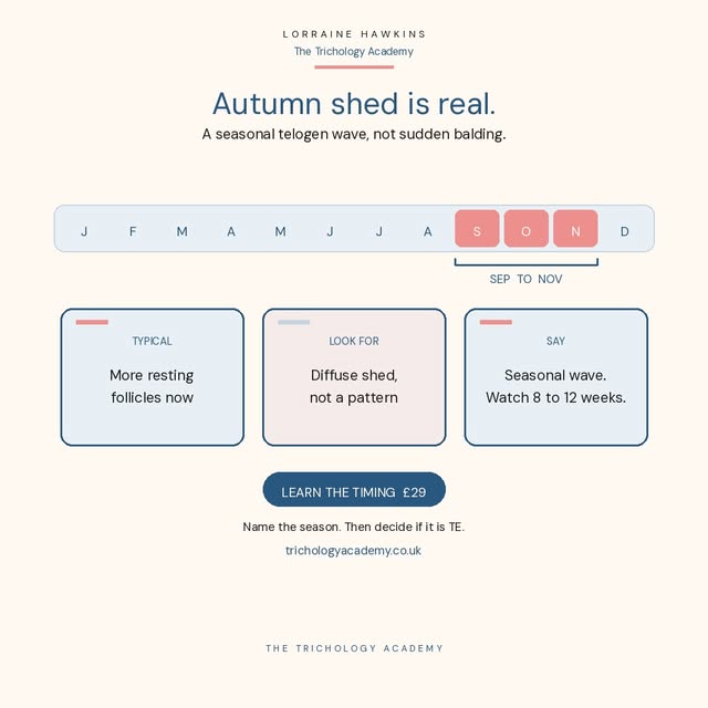 Autumn shed is real.

Around September to November, many clients notice a diffuse increase in restin