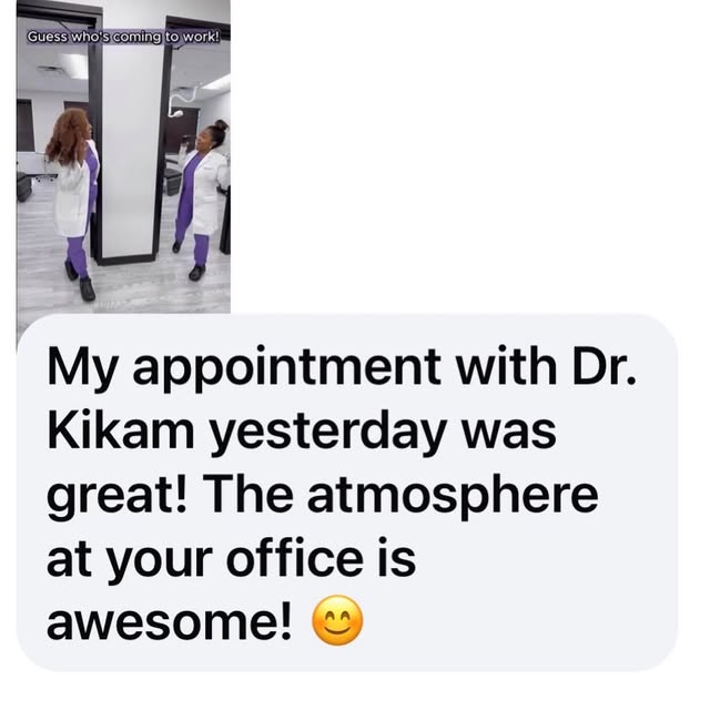 Dr. Kikam will have walk in hours all week between 8:30-5 from Sept 8-11! Congrats on her great revi