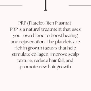 PRP for Hair Loss 
Struggling with hair fall? PRP (Platelet-Rich Plasma) therapy uses the power of y