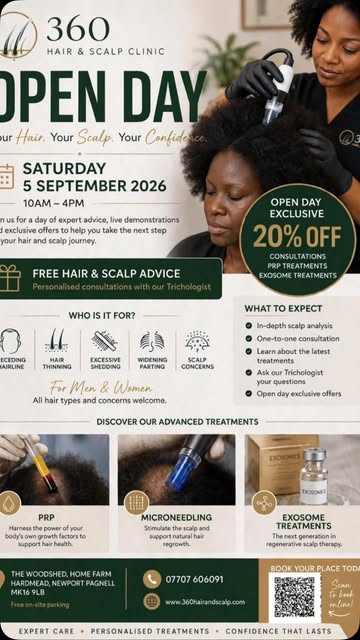 ✨ **360 Hair & Scalp Clinic – OPEN DAY!** ✨

We’re excited to invite you to our **360 Hair & Scalp C