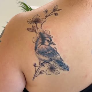 Probably my favorite Fineline realism tattoo I’ve done by far. Blue Jay tattoo for my client’s late 