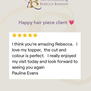 Lovely client review , thanks so much.

Went away with a lovely synthetic topper & human hair piece 