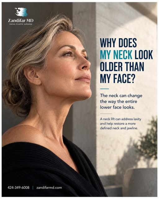 Does your neck seem to show signs of aging before your face does?

Changes in skin laxity, muscle su