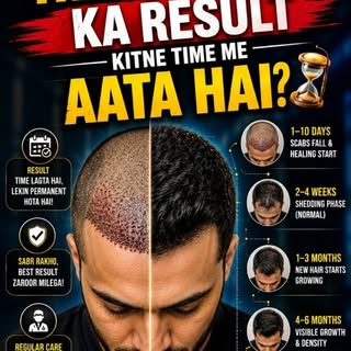 ⏳ Hair Transplant ka result overnight nahi aata!

Hair Transplant ke baad patience rakhna bahut zaro