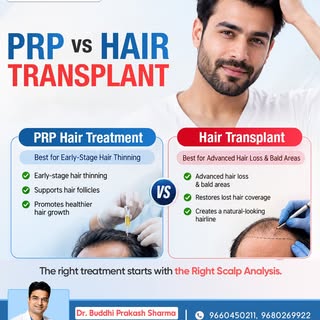 PRP vs Hair Transplant: Your stage of hair loss matters. 

Early thinning? Your treatment approach m