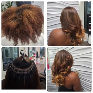 Just a few recent transformations. @composurehairstudio Volume weft installations and nano beads #na