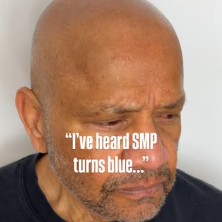 When SMP is done properly (correct pigment choice, pressure, and technique) it will NOT turn blue. 
