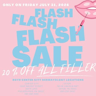💉 One day. Big savings.

Mark your calendar for Friday, July 31 and enjoy 20% off ALL filler treatm