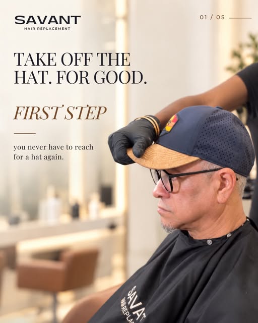 From hiding under a hat to walking out with hair that’s completely his. Swipe through the full proce