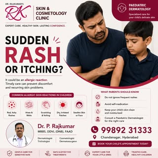 Sudden rash or itching in your child? 👶

Red, itchy rashes, hives, dry patches or recurring skin ir