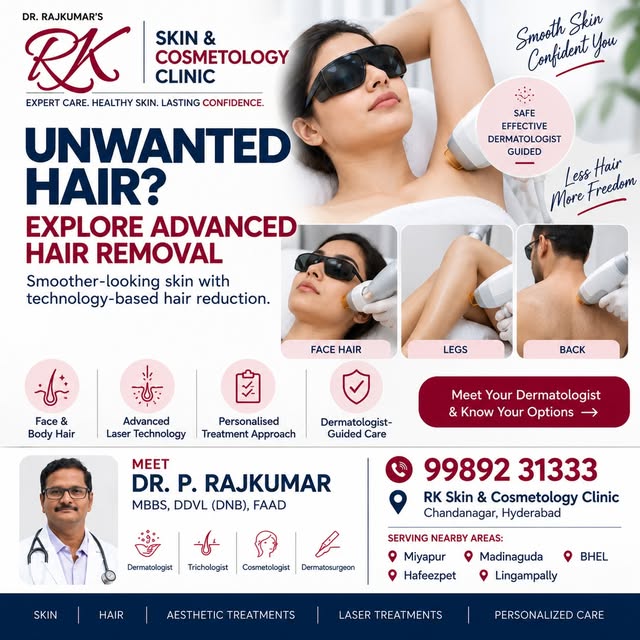 ✨ **Unwanted hair bothering you?**

Explore **advanced laser hair removal** for face and body with a