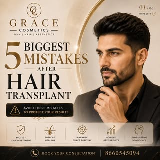 ⚠️ 5 BIGGEST MISTAKES AFTER HAIR TRANSPLANT ⚠️

A successful hair transplant doesn't end in the oper