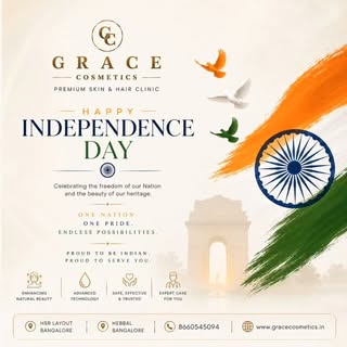 🇮🇳 Happy Independence Day from Grace Cosmetics! 🇮🇳
Today, we celebrate the freedom, spirit and b
