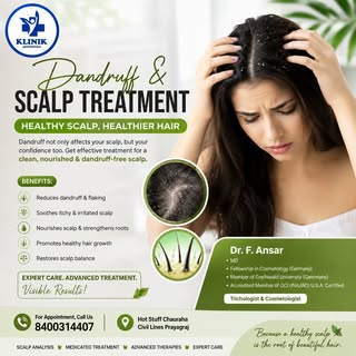 🧴 DANDRUFF & SCALP TREATMENT
Healthy Scalp, Healthier Hair! 🌿

Dandruff sirf flakes ki problem nah
