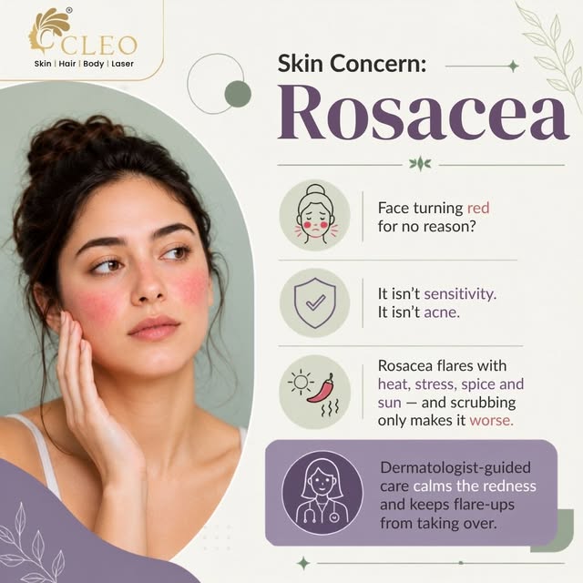 🔴 Face turning red for “no reason”? Think again.

Does your skin flare up after heat, stress, spicy
