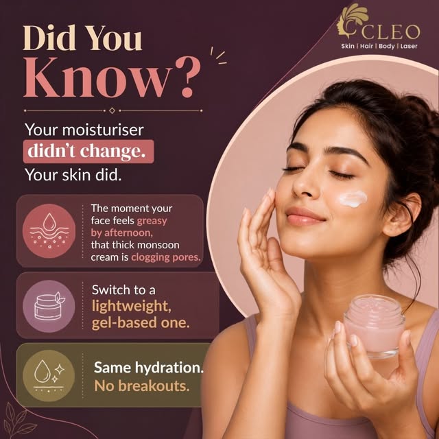 🌧️ Your moisturiser didn’t change. But did your skin? 👀

Does your face feel greasy by afternoon d
