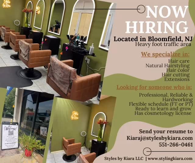 ✨ NOW HIRING ✨

Styles by Kiara is growing, and we’re looking for a talented licensed cosmetologist 
