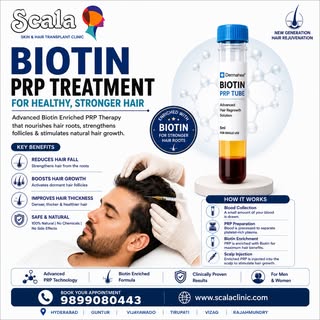 ✨ Stronger Hair Starts Here! ✨

Say goodbye to hair fall with Biotin PRP Treatment at Scala Skin & H