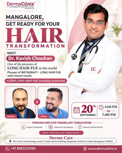 ✨ MANGALORE, GET READY FOR YOUR HAIR TRANSFORMATION! ✨

Meet 𝐃𝐫. 𝐊𝐚𝐯𝐢𝐬𝐡 𝐂𝐡𝐨𝐮𝐡𝐚𝐧, a re