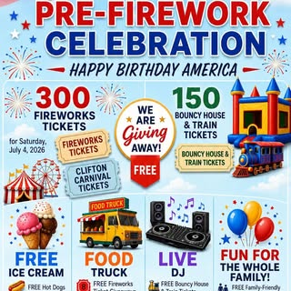CLIFTON FREEDOM FEST 250

Before the fireworks, join us for an afternoon of family fun, food, and co