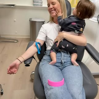 Kids..what? Dr. Fleming showing how easy it is to juggle a baby and get her blood drawn. We have the