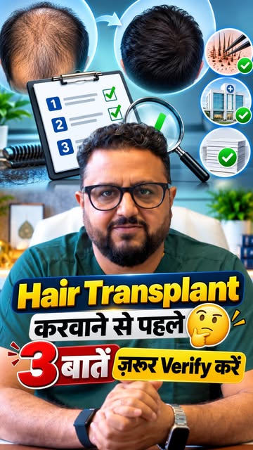 Hair Transplant करवाने से पहले ये 3 बातें जरूर Verify करें! 🧑‍⚕️✅
 अपने surgeon की qualification, c